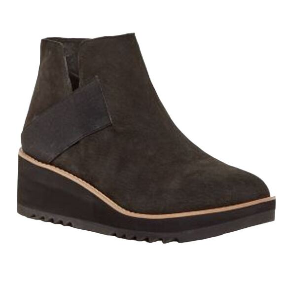 Eileen Fisher Women's Lark Wedge Heel Bootie Black Suede Sz 8.5 New Without Box - Picture 1 of 7